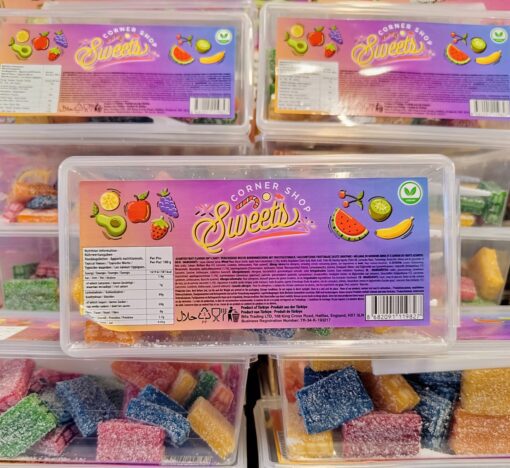 Corner Shop Sweets - Sour Tropical Flavour Bricks - 200g Tubs