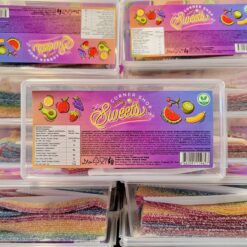 Corner Shop Sweets - Sour Tropical Flavour Rainbow Belts - 200g Tubs