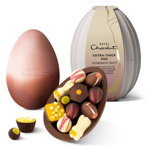 Hotel Chocolat - Extra-Thick Egg - Strawberry White Chocolate & Milk Chocolate Fusion Egg With Truffles - 390g