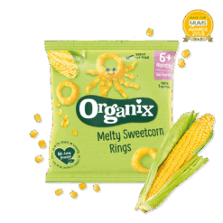 (2 FOR £1.00) Organix - Melty Sweetcorn Rings - 20g BBE 03/11/25