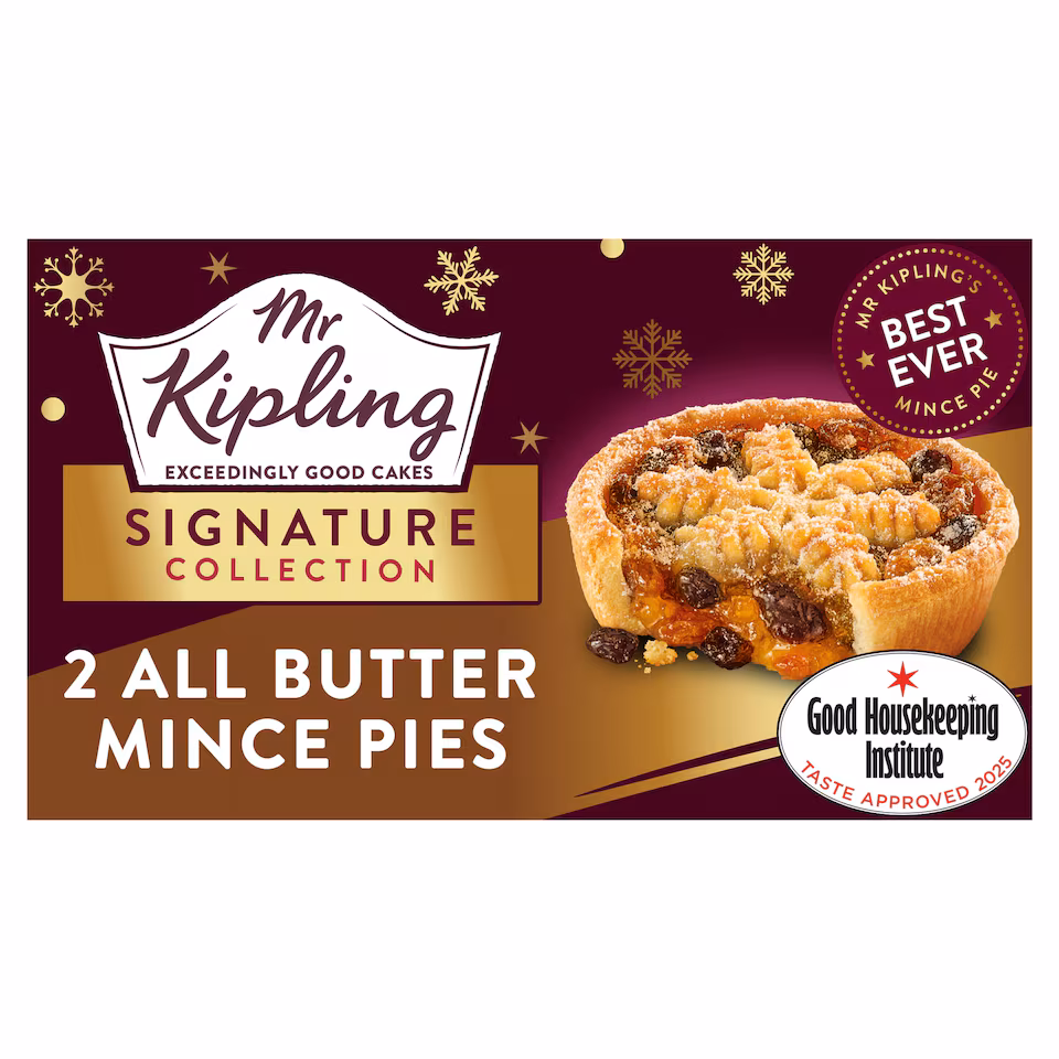 Mr Kipling - 2 All Butter Mince Pies -  160g BBE 17/12/26