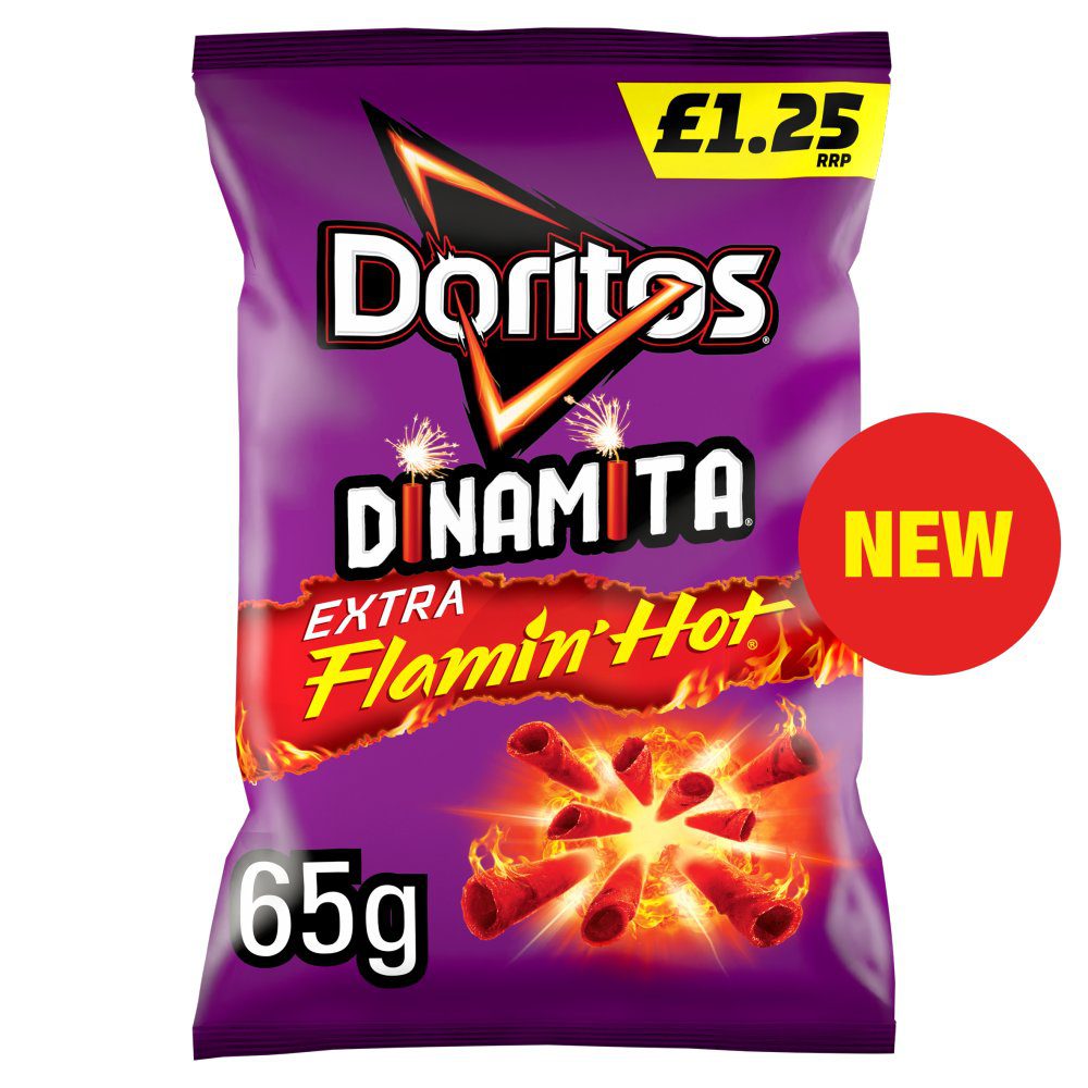 (3 FOR £1.00) Doritos - Dinamita - Extra Flamin Hot - 65g BBE 13/07/25