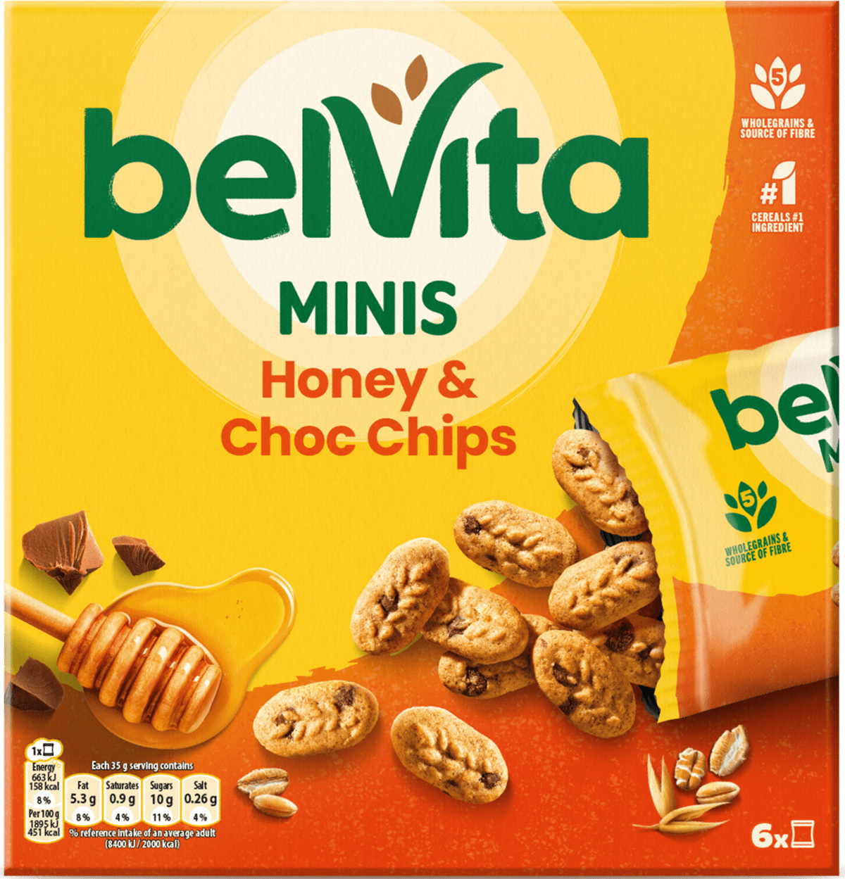 Belvita - Minis - Honey & Choc Chips - 210g BBE 31/03/26
