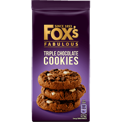 Foxs Fabulous - Triple Chocolate Cookies - 180g BBE 25/10/25