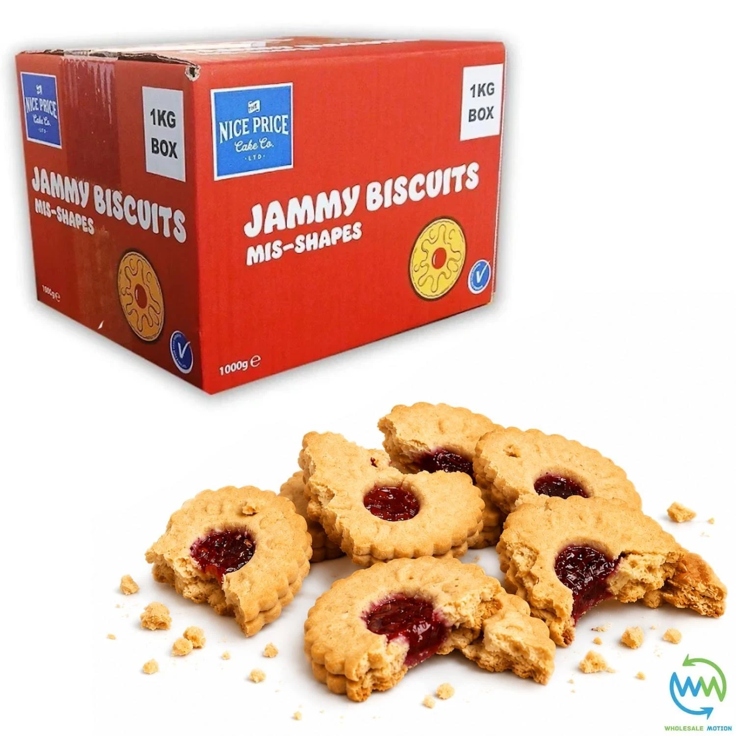 (CASE) Nice Prince - Jammy Biscuits - Mis-Shapes - 1KG BBE 06/26