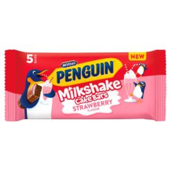 (2 FOR £1.00) Penguin - Milkshake Cake Bars - Strawberry - 5 Bars - BBE 07/2026
