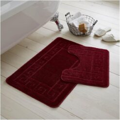 GAVENO CAVAILIA - 2 Piece Greek Bath Mat - Burgundy (50x80, 50x40)