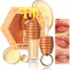 Grospe Honey Lip Oil with Key Chain, Hydrating Lip Gloss & Balm, Long-lasting Clear Golden Glow Oil with Vitamin E, High Shine Smooth Finish Nourishing Moisturiser for Dry Lips for Women Girls