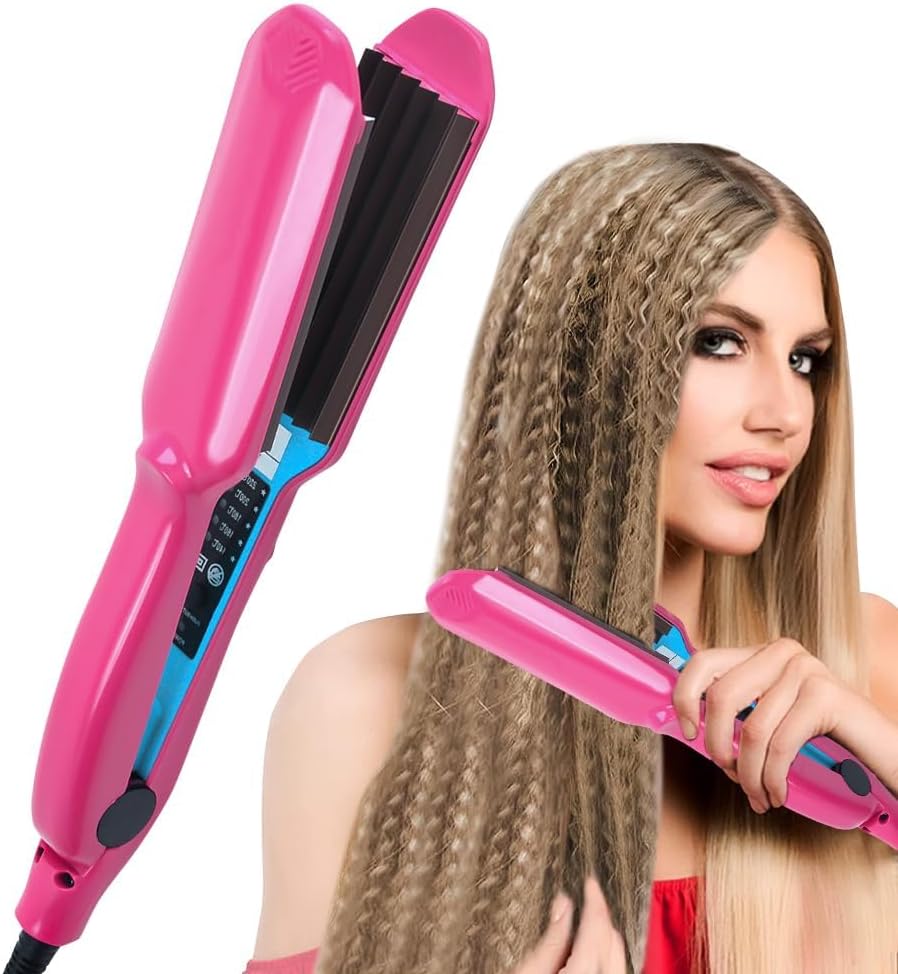 Hair Crimper for Women and Girls, Volumizing Crimping Iron with 5 Heat Setting Corrugation Crimper Hair Iron, 30s Rapid Heating, Ceramic Plate Crimping Hair Iron Hair Crimper for Fluffy Hairstyle