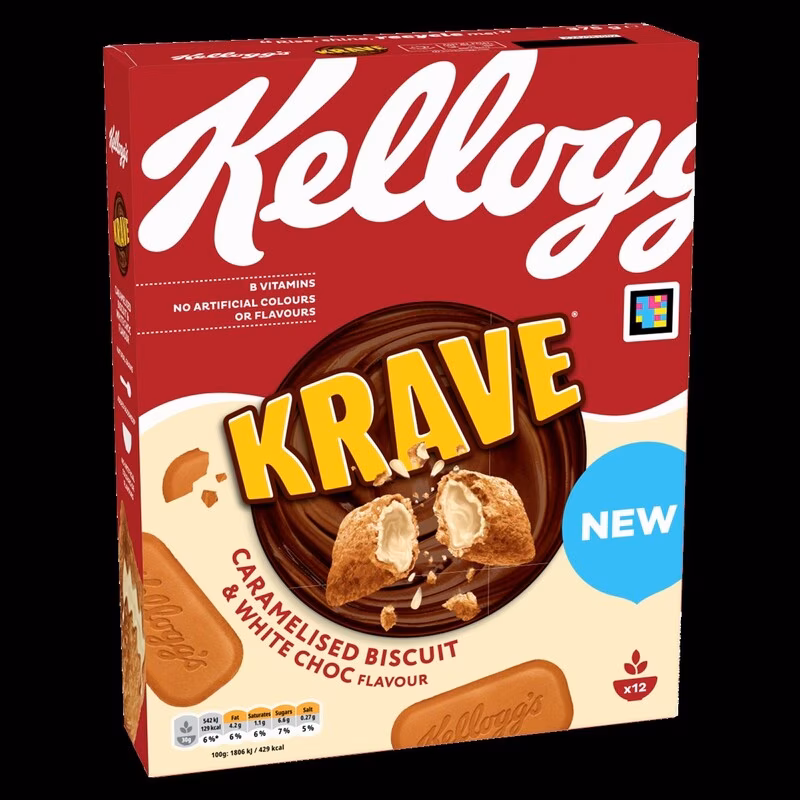 Kelloggs krave - caramelised biscuit and white chocolate - 620g - BBE 10/2026