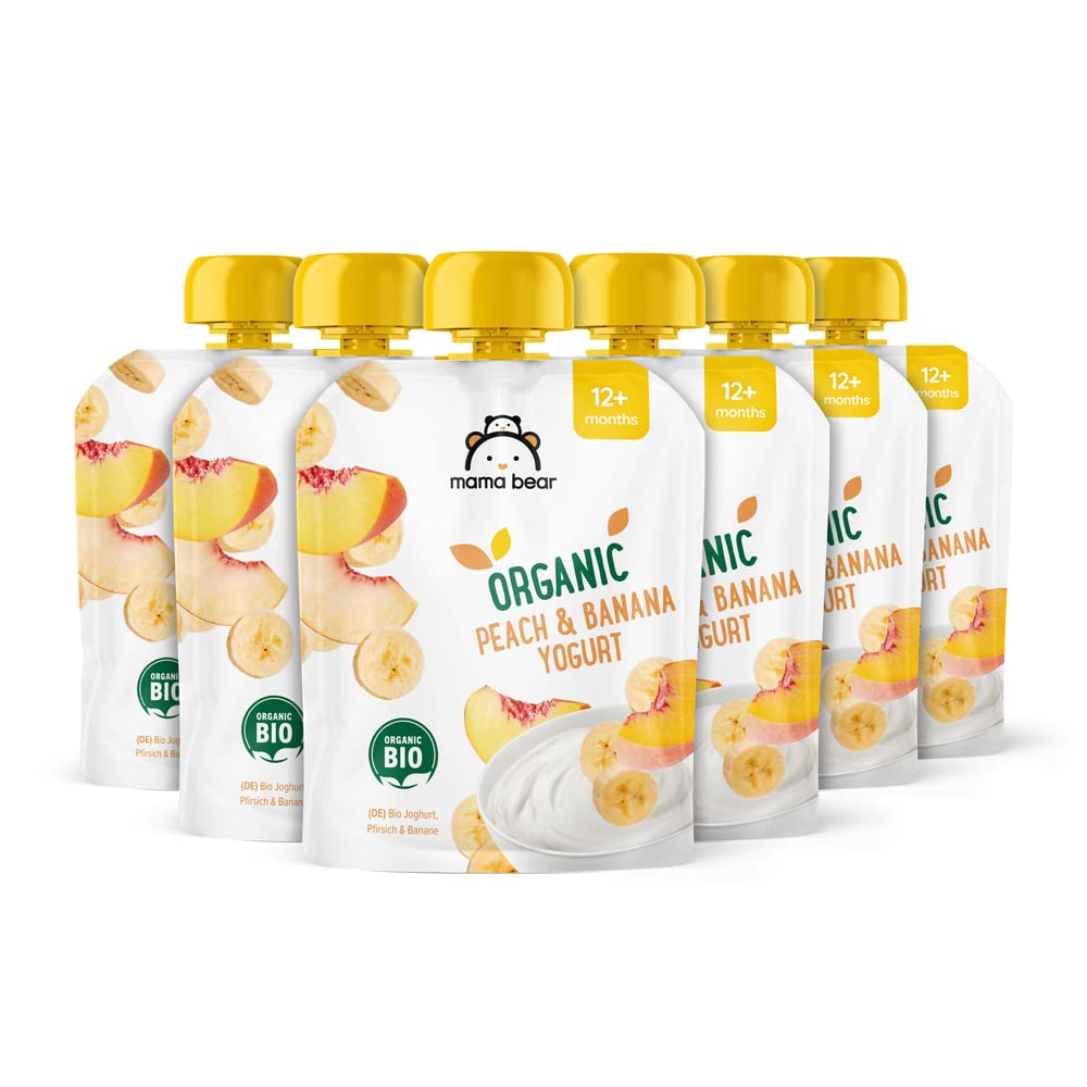 Mama bear - Organic peach and banana yoghurt - 6x90g - BBE 04/2026