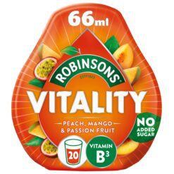 Robinson's - Vitality no added sugar - Peach, mango and passion fruit  - 66ml - BBE 04/2026