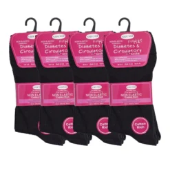 (PACK) Socksation - Non elastic diabetic socks -Black - 3x4 - Womens - size 4-8