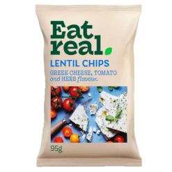 Eat real - Lentil chips - Greek cheese, tomato and herb - 95g - BBE 04/2027