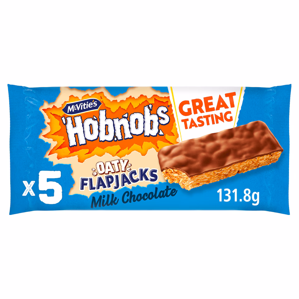 (2 FOR £1.00) McVities - Hobnob's - 5 Oaty flapjacks - 131g - BBE 06/2026